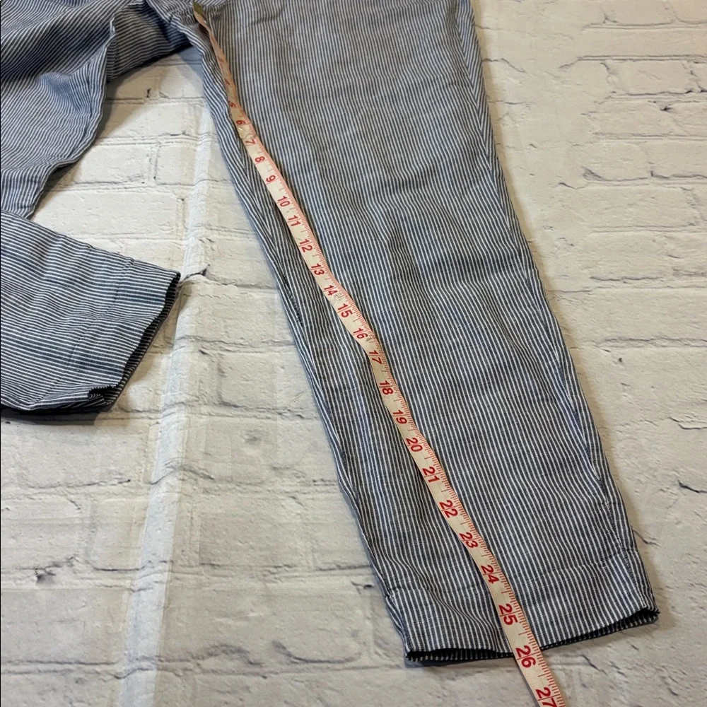 Zara Basic Linen Blend Pinstripe Trouser